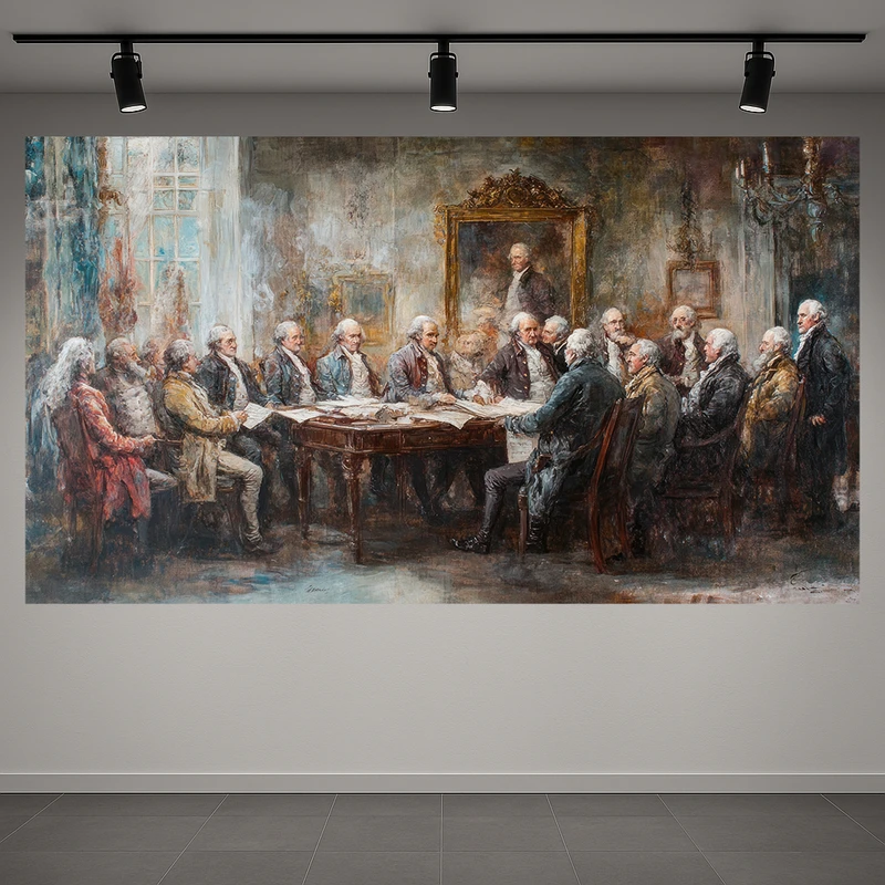 تابلو بوم طرح مخمل نقاشی تاریخی مدل جلسه قدیمی کد AR3059228