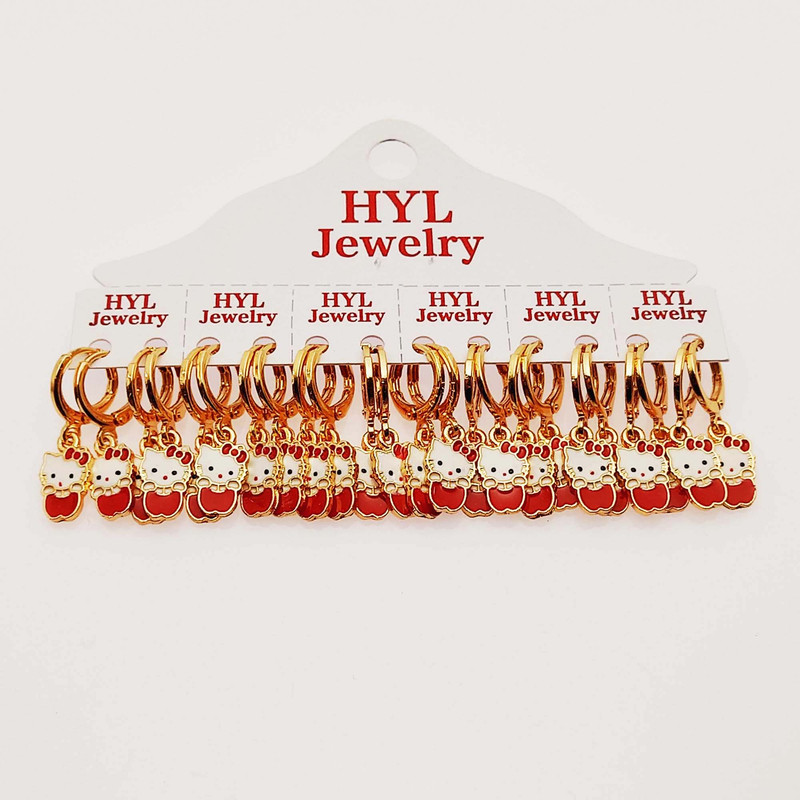 گوشواره دخترانه طرح گربه و قلب مدل 509GUD