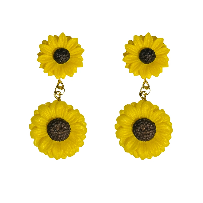 گوشواره میخی زنانه مدل گلها طرح آفتاب گردان کد 082