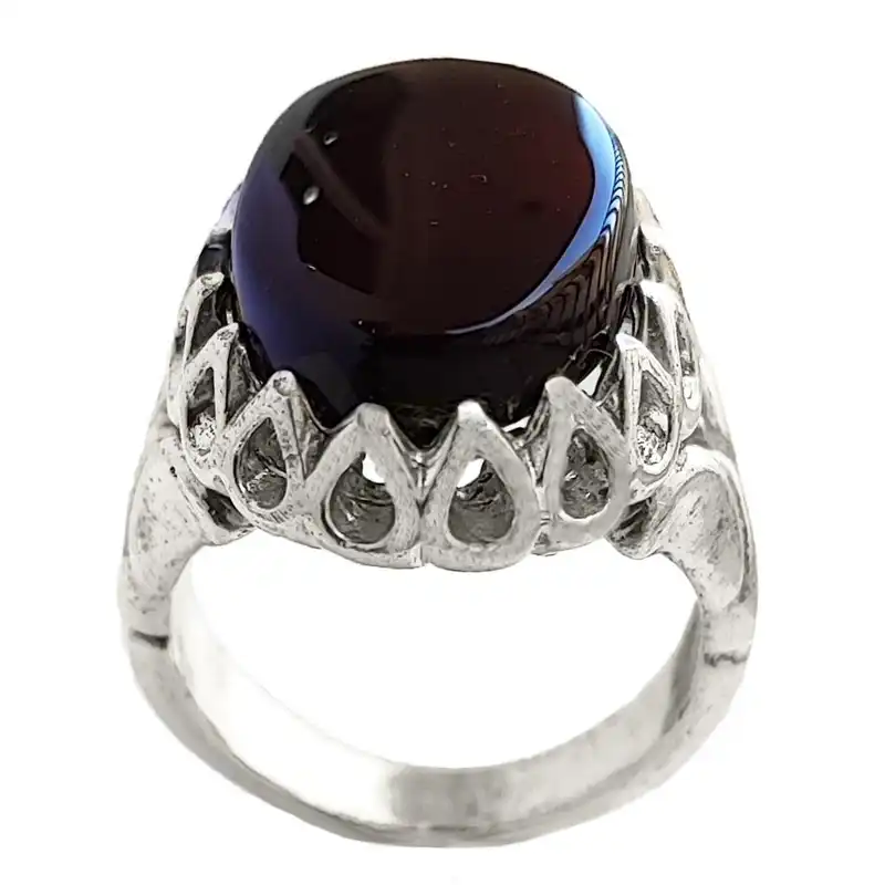 انگشتر نقره مردانه مدل عقیق خراسانی صفوی اشکی MA4035