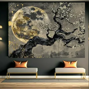 تابلو بوم طرح درخت ساکورا مدل ماه کامل کد FP105752