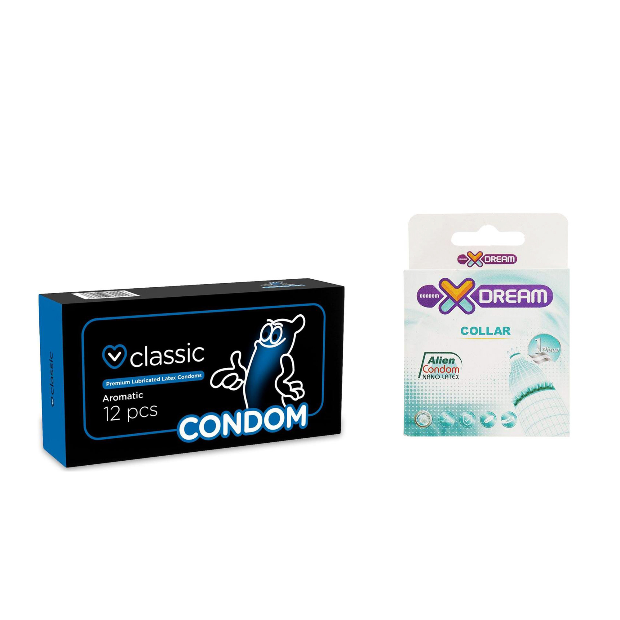 کاندوم ایکس دریم مدل Collar به همراه کاندوم کاندوم مدل Classic بسته 12 عددی