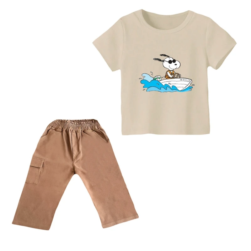 ست تی شرت و شلوارک پسرانه مدل اسنوپی کد ۶۲