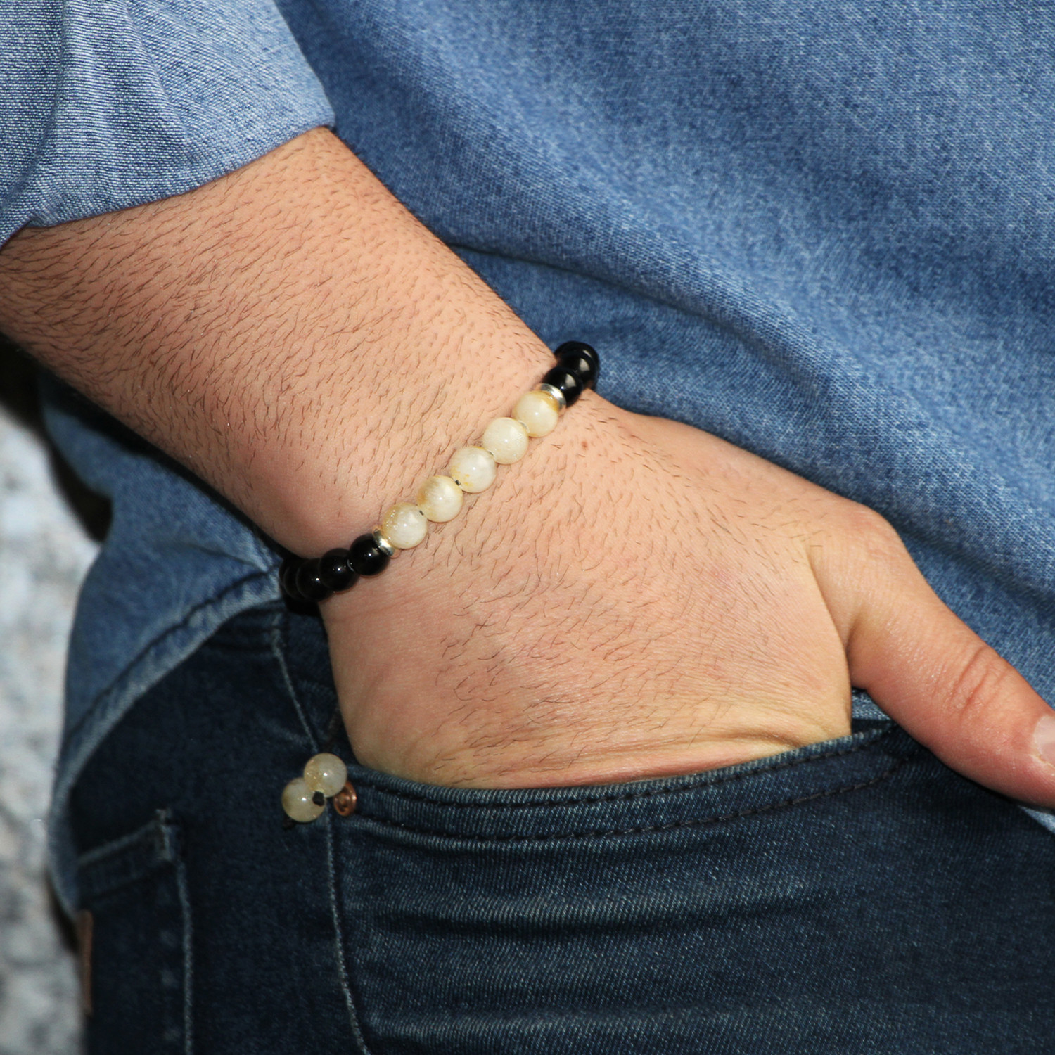 دستبند نقره پرمون مدل اونیکس سیترین دستبند نقره پرمون مدل اونیکس سیترین