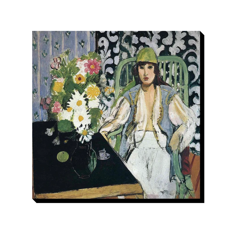 تابلو ترمه طراحان ایده طرح میز مشکی از ماتیس کد art0669