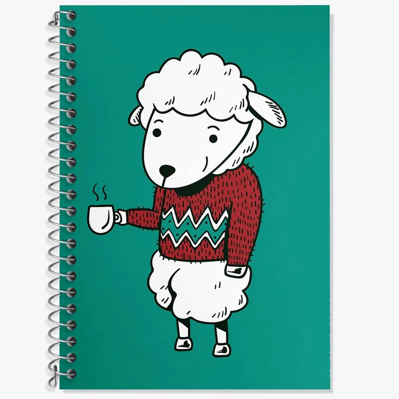 دفتر زبان 50 برگ خندالو مدل سه خط طرح گوسفند بامزه کد 29356