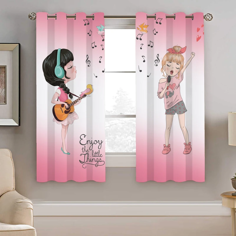 پرده نیروانا طرح لذت اهنگ دختر کودک مدل هازان کد 8620 سایز 140×200 سانتی متر