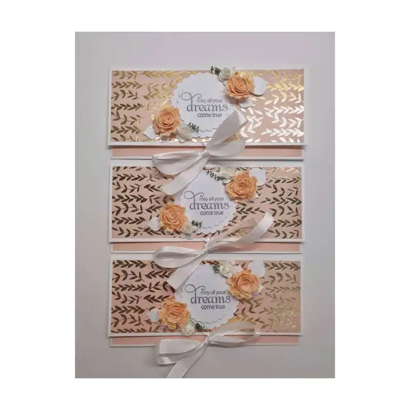 پاکت پول مدل برگ و گل طرح لاکچری طلاکوب