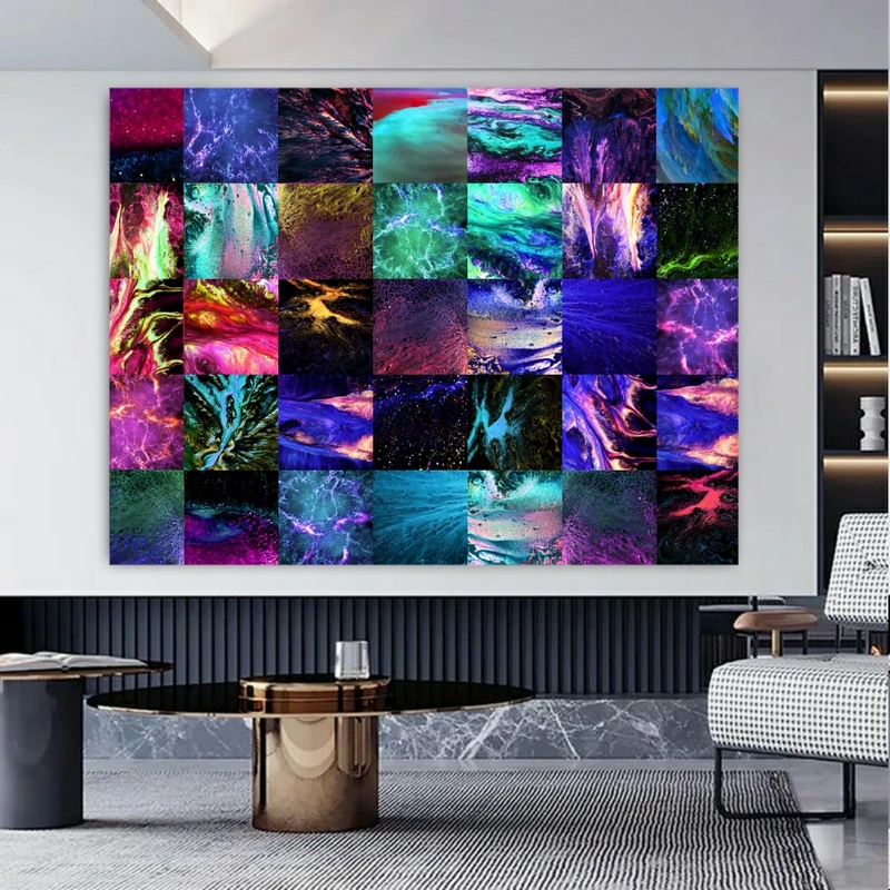 تابلو بوم طرح مخمل پازل رنگین مدل شبکه رنگی کد GR1330