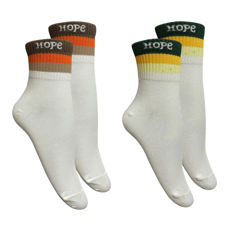 جوراب ساق کوتاه مردانه تن پوش هنگامه مدل کش اسپرت راه‌راه طرح HOPE مجموعه 2 عددی