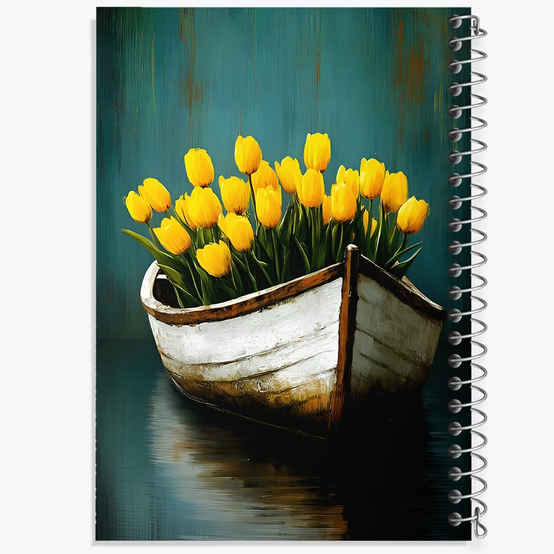 دفتر مشق 100 برگ خندالو طرح قایق گل لاله کد F6606