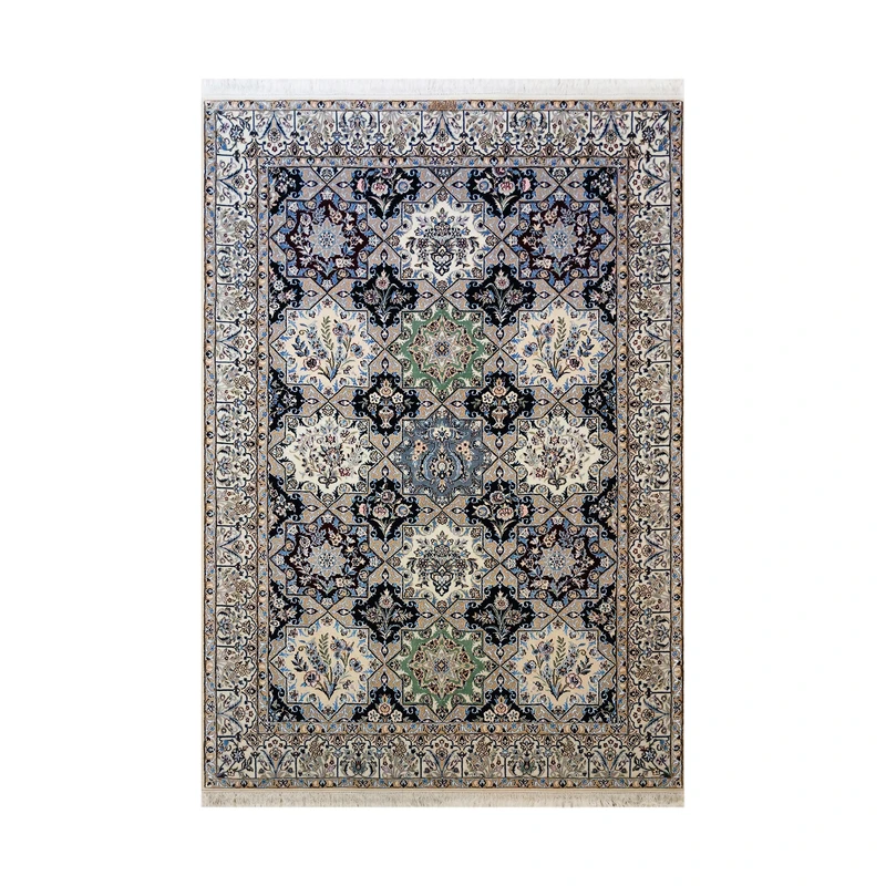 فرش دستبافت ۴ متری مدل خامسی نایین ۶لا کد 991 زمینه الوان