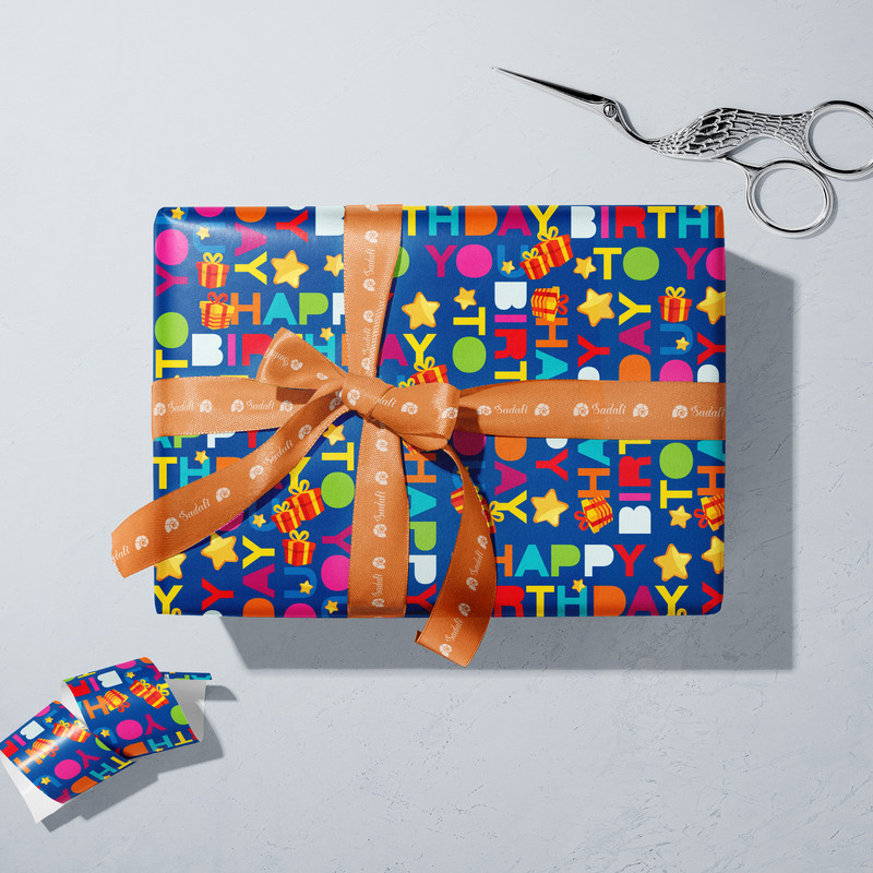 کاغذ کادو صدفی طرح هپی بسته 2 عددی