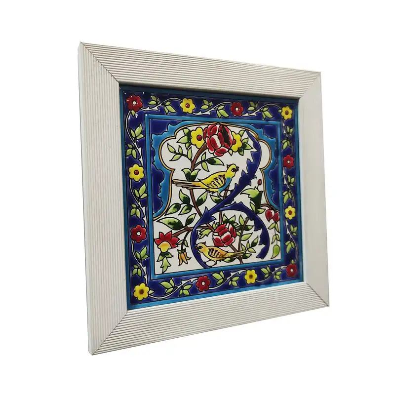 تابلو کاشی  طرح گل و بلبل