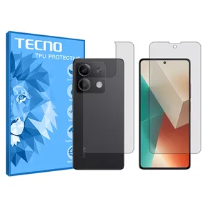 Tecno HyGEL model transparent screen protector suitable for Xiaomi Redmi Note 13 mobile phone along with the back protector