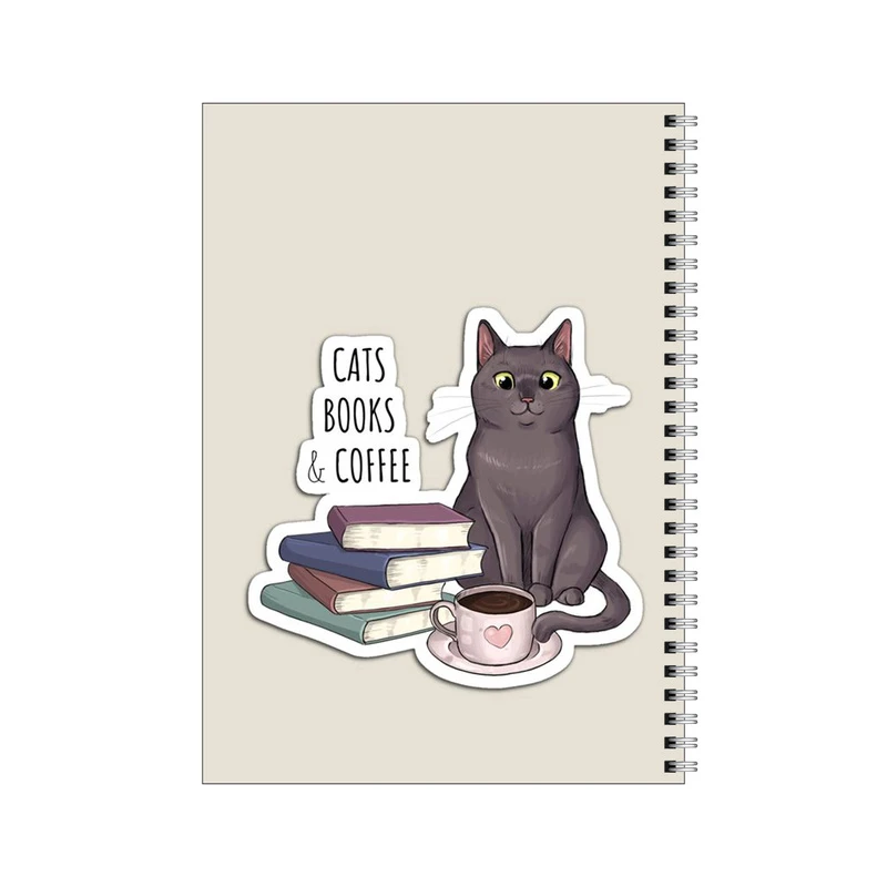 دفتر مشق 80 برگ بامبیلیپ طرح گربه و قهوه و کتاب کد 7665181