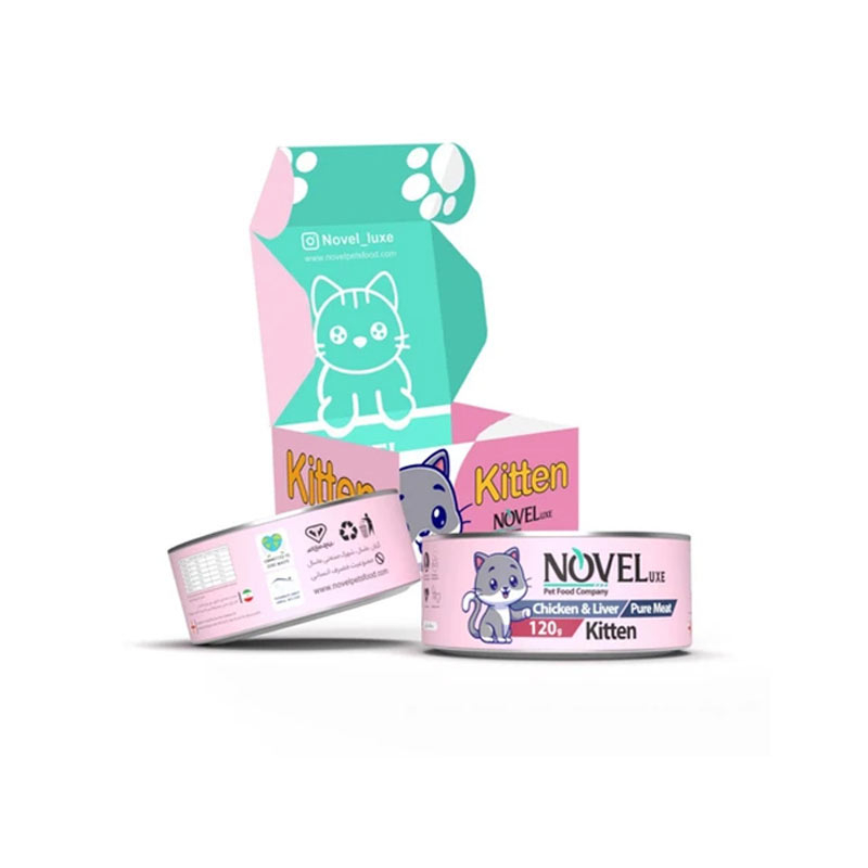 کنسرو غذای بچه گربه نوول مدل Pure Meat مرغ و جگر وزن 120 گرم