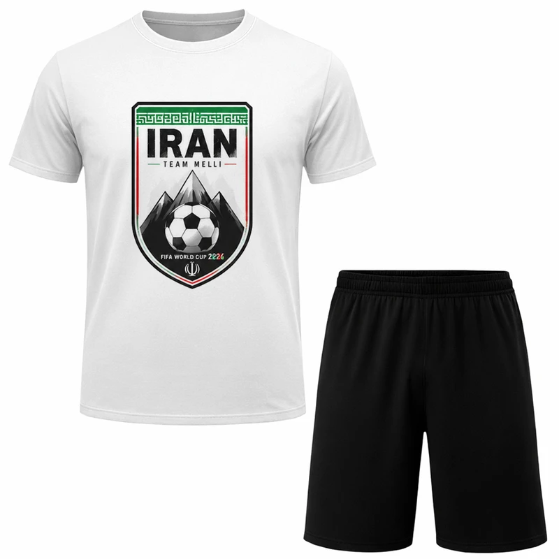 ست تی‌شرت آستین کوتاه و شلوارک راحتی مردانه مدل A138 طرح تیم ملی