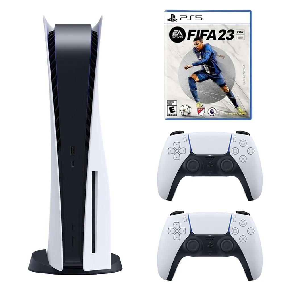 کنسول بازی سونی مدل PlayStation 5 ظرفیت 825 گیگابایت ریجن 1200 آسیا به همراه دسته اضافی بازی FIFA 23