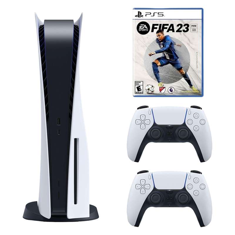 کنسول بازی سونی مدل PlayStation 5 ظرفیت 825 گیگابایت ریجن 1200 آسیا به همراه دسته اضافی بازی FIFA 23 کنسول بازی سونی مدل PlayStation 5 ظرفیت 825 گیگابایت ریجن 1200 آسیا به همراه دسته اضافی بازی FIFA 23