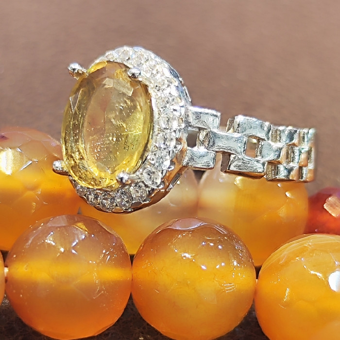 انگشتر نقره زنانه مدل سنگ سیترین کد 500