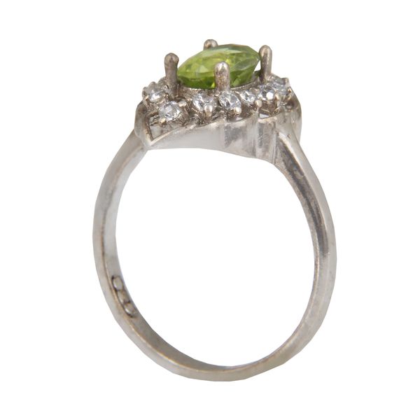 انگشتر نقره زبرجد زنانه مدل آبکاری رادیوم قالب جواهری کد AWRH_2443