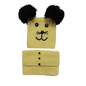 ست کلاه و شال گردن بافتنی بچگانه مدل سینا کد mon