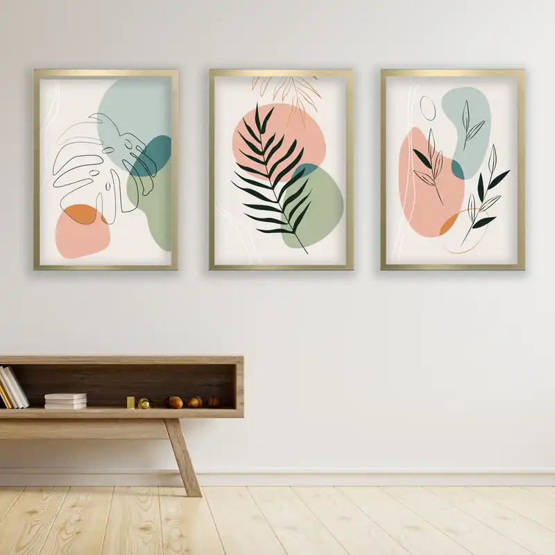 تابلو مدل مینیمال دکوراتیو کد LA-G3085 مجموعه 3 عددی