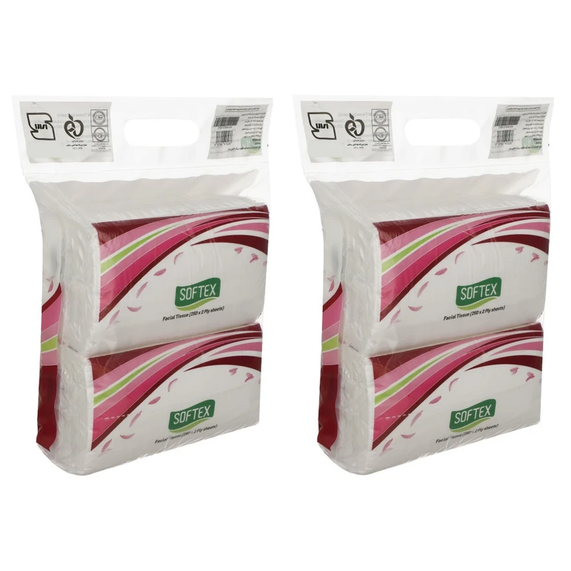دستمال کاغذی 250 برگ سافتکس مدل اقتصادی بسته 4 عددی