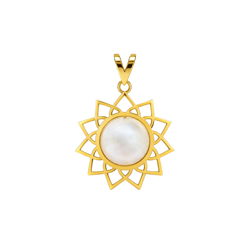 آویز طلا زنانه ۱۸ عیار طلا جواهر مان گالری مدل آویز مروارید هندسی کد MD01-0038100