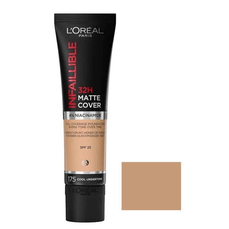 کرم پودر مایع Spf 25 لورآل مدل Matte Cover 32H شماره 175 مناسب برای انواع پوست حجم 30 میلی‌ لیتر