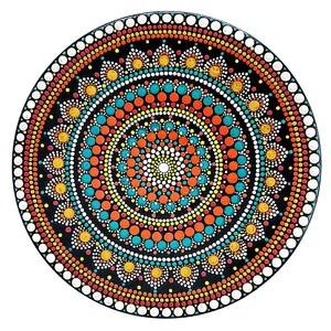 بشقاب دیوارکوب سفالی طرح نقطه کوبی مدل KIMIA