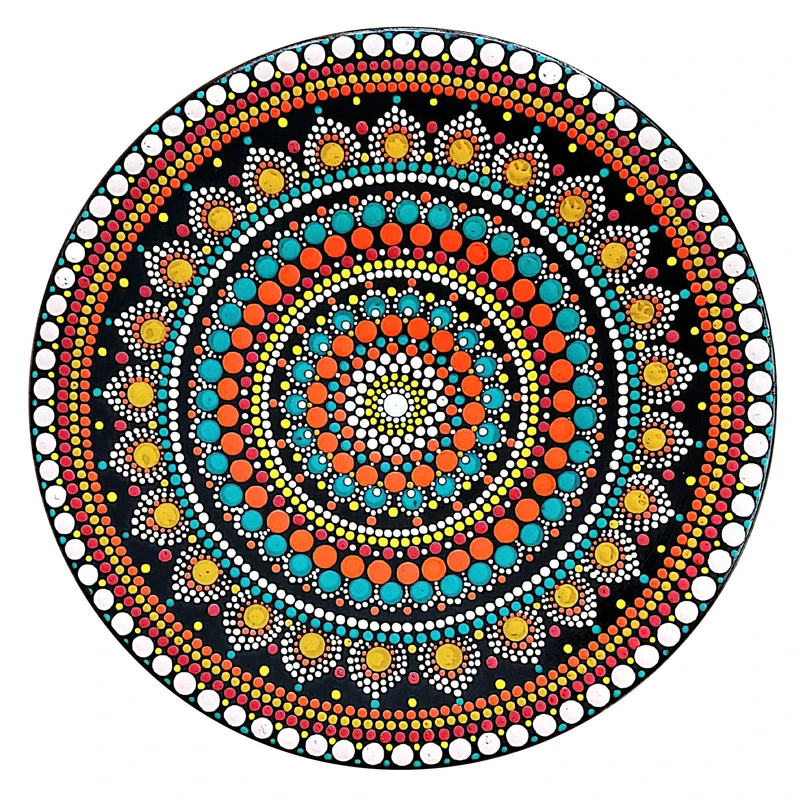 بشقاب دیوارکوب سفالی طرح نقطه کوبی مدل KIMIA