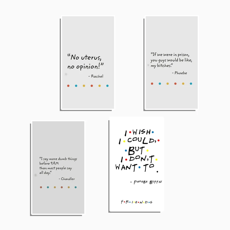 استیکر لپ تاپ و موبایل گوفی طرح دیالوگ فرندز کد FD1 مجموعه 4 عددی 