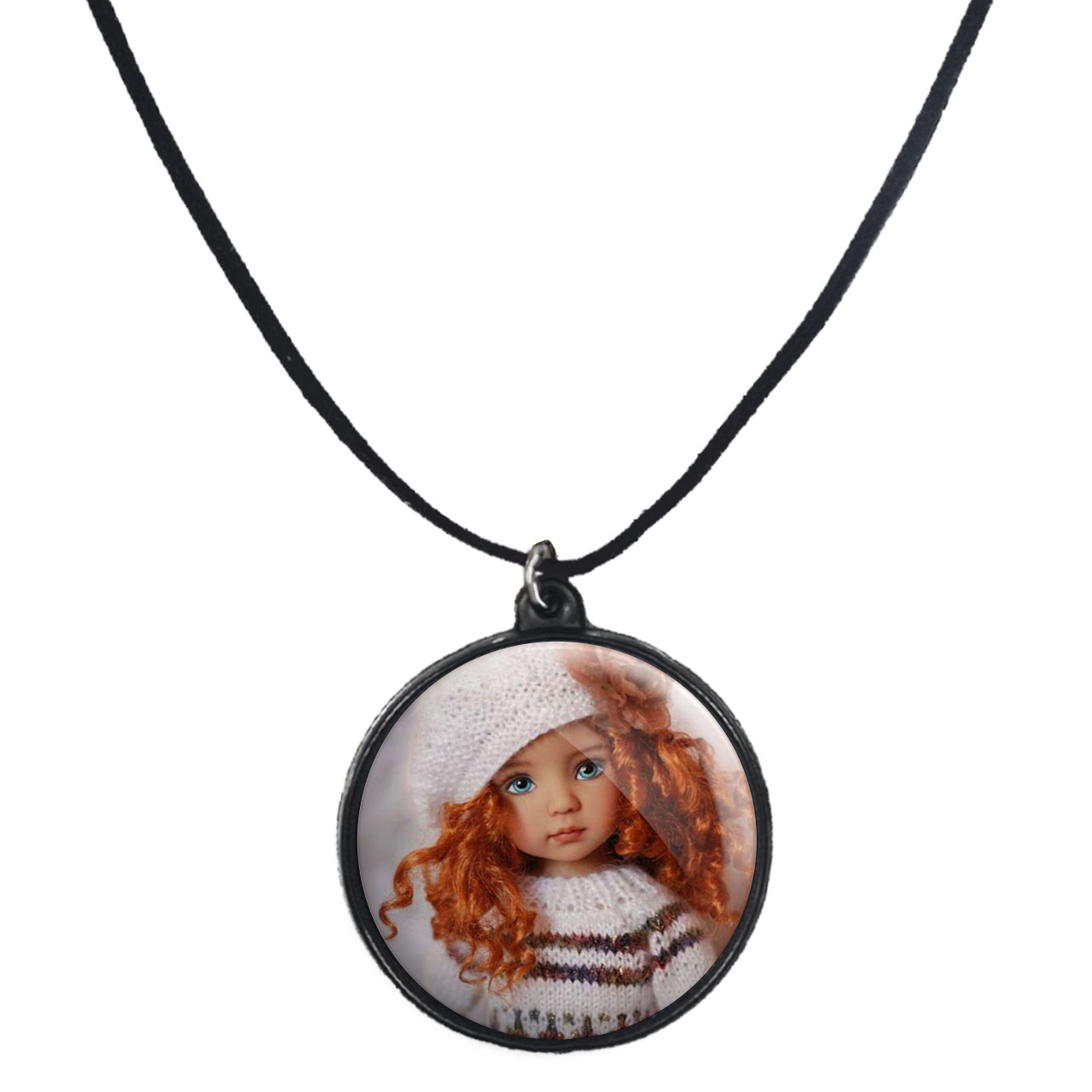 گردنبند پرمانه طرح عروسک زیبا کد pmb.342 مدل دو طرفه