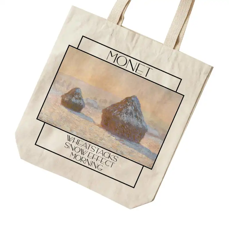 ساک خرید ترمه طراحان ایده مدل خرمن گندم در صبح برفی از مونه کد 0189 - L