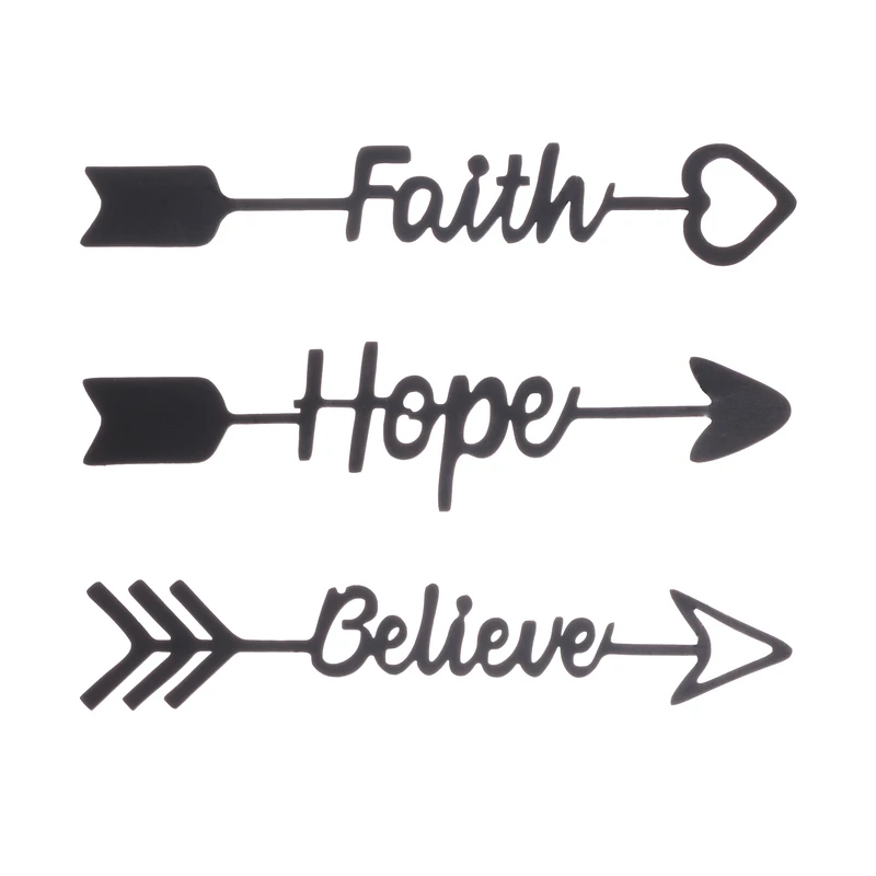 استیکر آرتافرین مدل  دیوارکوب چوبی Believe Faith Hope مجموعه سه عددی