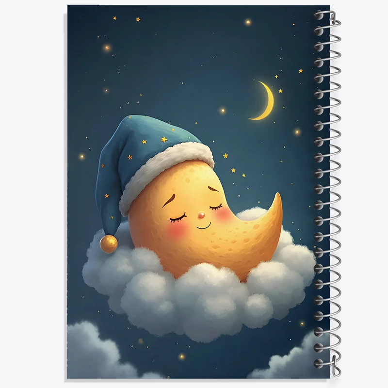 دفتر ژورنال نویسی 50 برگ خندالو مدل نقطه ای طرح ماه کیوت کد F7148