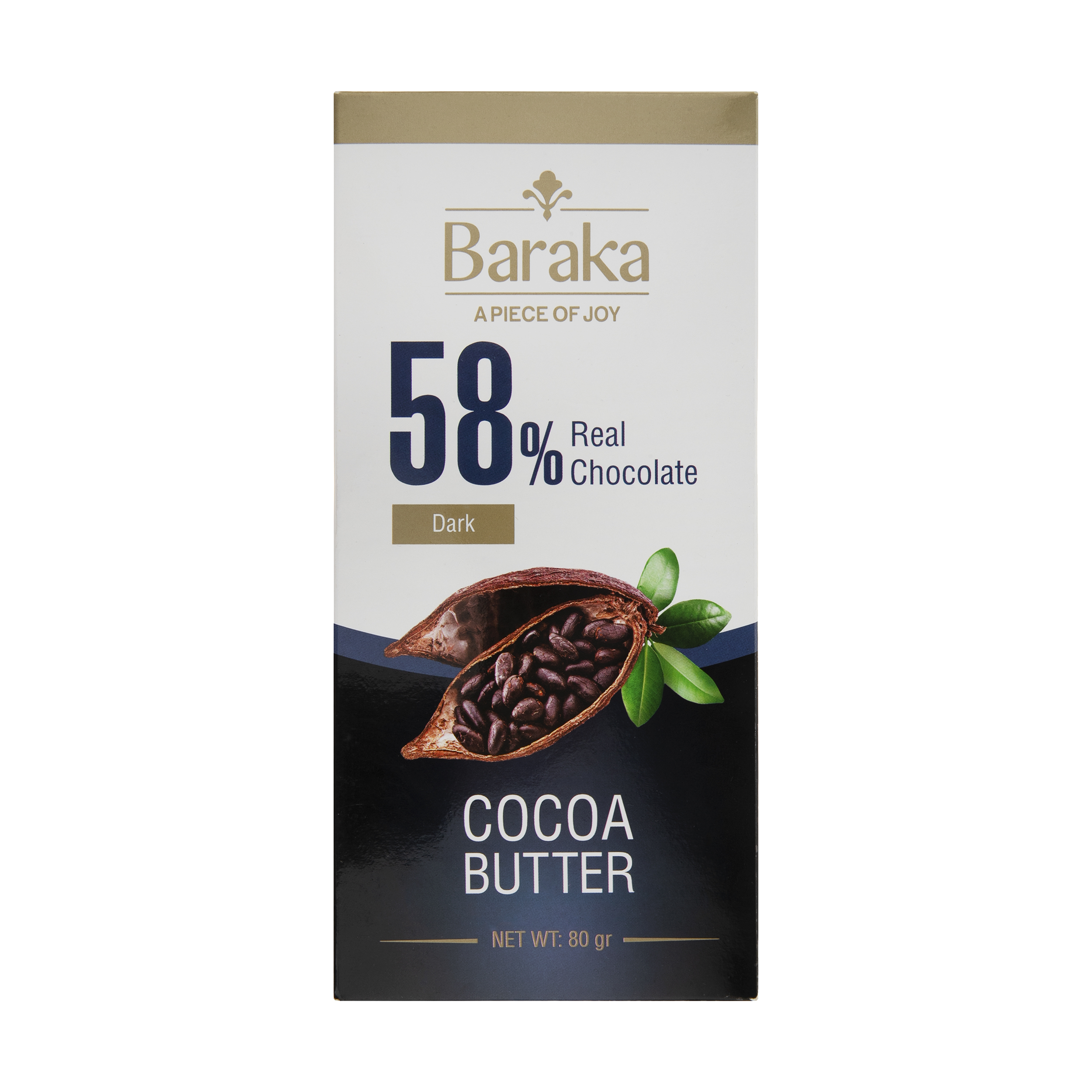 شکلات تلخ 58 درصد باراکا - 80 گرم  