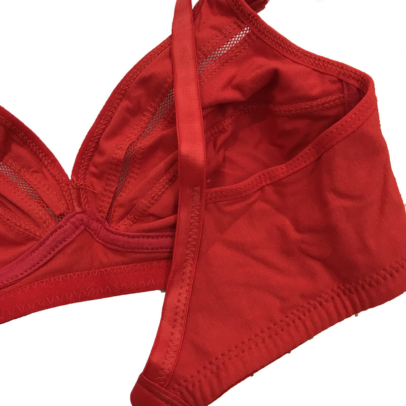 سوتین زنانه شارمین مدل نخی ژوردار کد 1111 رنگ قرمز