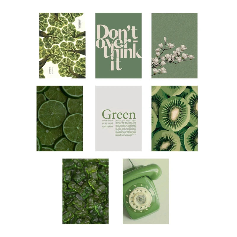 پوستر مدل مجموعه 8 عددی طرح وینتیج سبز کد VinGr