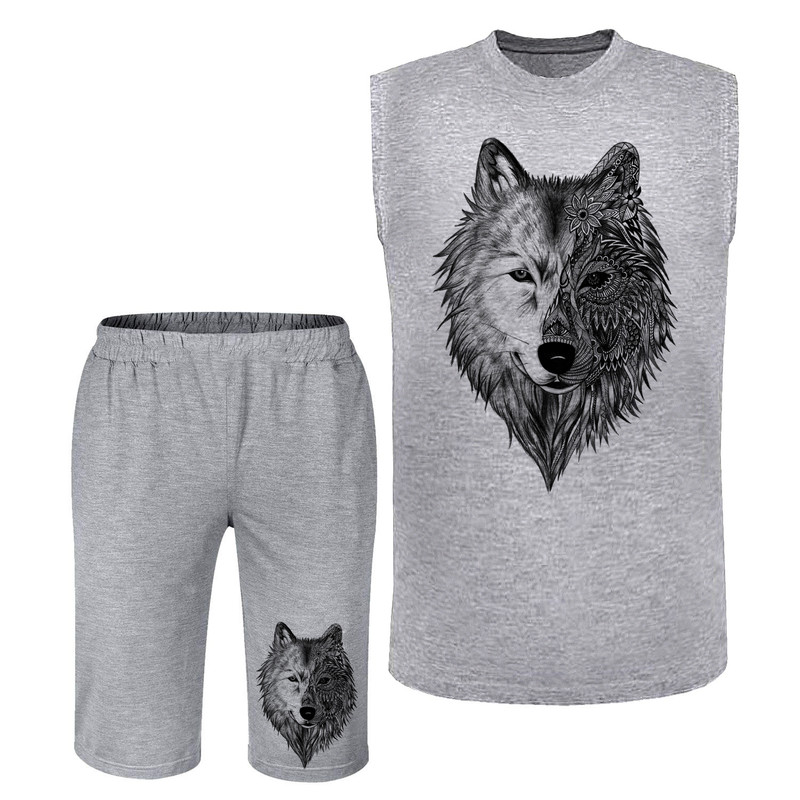ست تاپ و شلوارک مردانه مدل wolf A05 ست تاپ و شلوارک مردانه مدل wolf A05