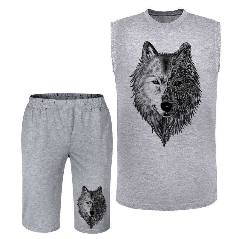 ست تاپ و شلوارک مردانه مدل wolf A05 ست تاپ و شلوارک مردانه مدل wolf A05