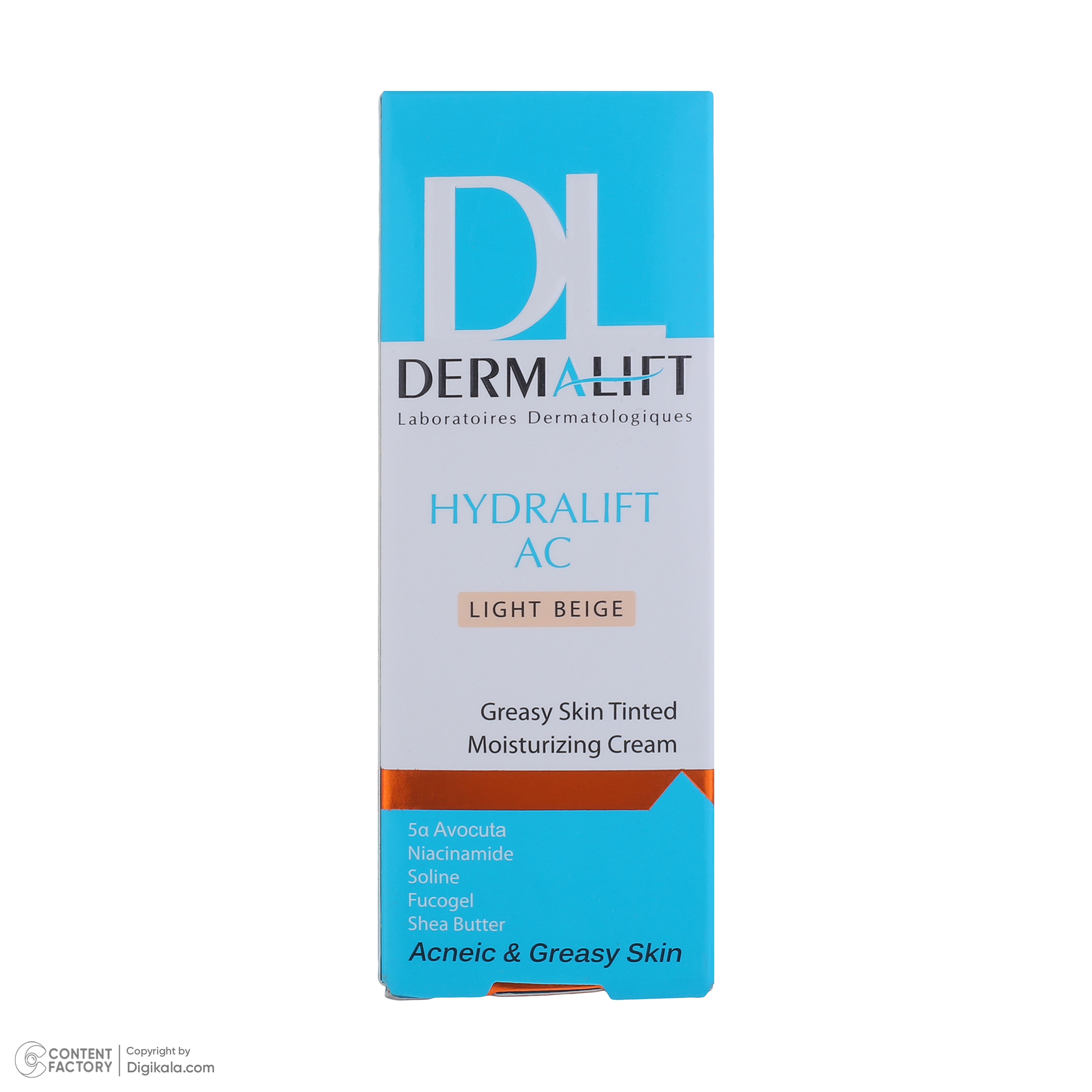 کرم مرطوب کننده رنگی صورت درمالیفت مدل HYDRALIFT AC مناسب پوستهای چرب حجم 40 میلی لیتر