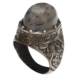 انگشتر نقره مردانه مدل عقیق حجر مطارده کد AHM2116