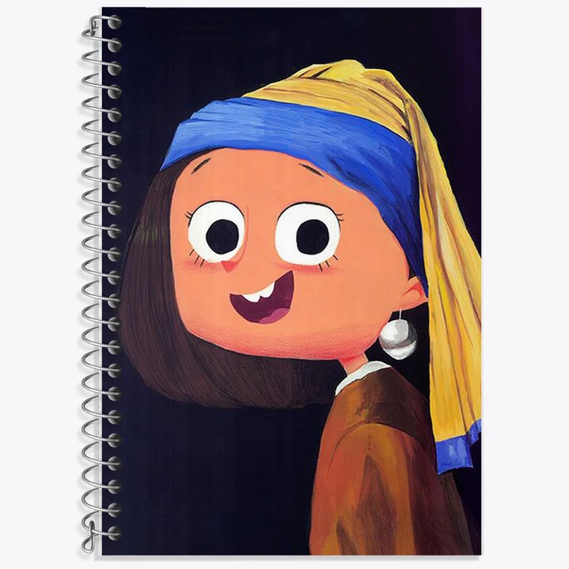 دفتر لغت 50 برگ خندالو طرح دختری با گوشواره مروارید کد F1654