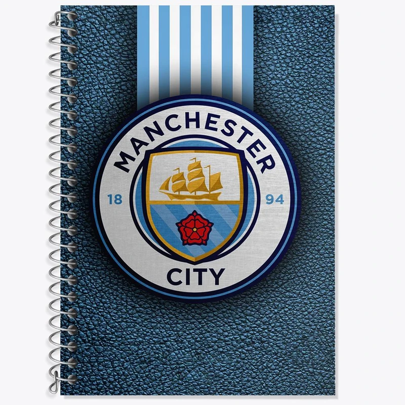دفتر زبان 50 برگ خندالو مدل سه خط طرح باشگاه منچستر سیتی Manchester City کد 2007