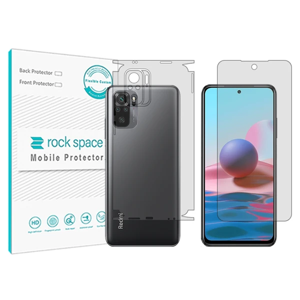 محافظ صفحه نمایش شفاف راک اسپیس مدل HyGEL مناسب برای گوشی موبایل شیائومی Redmi Note 10 S به همراه محافظ پشت
