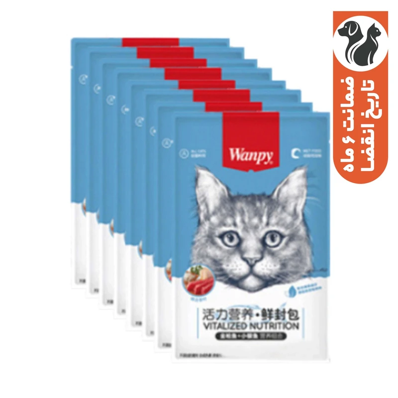 پوچ گربه بالغ ونپی مدل Tuna and Whitebait طعم تن و ماهی سفید بسته 10 عددی