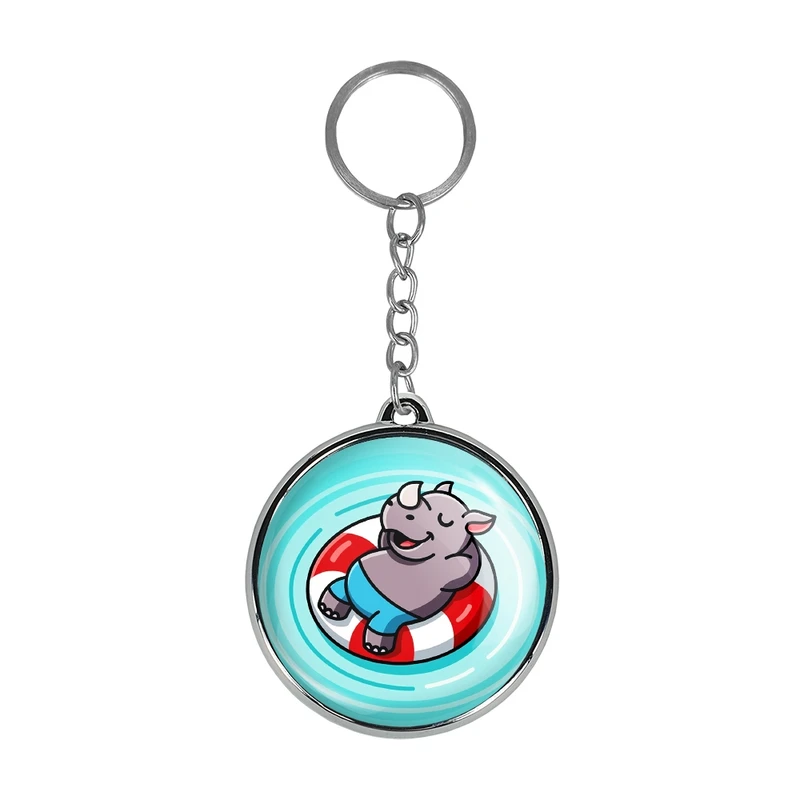 جاکلیدی خندالو طرح حیوانات بامزه کرگدن مدل دوطرفه کد 2836828369